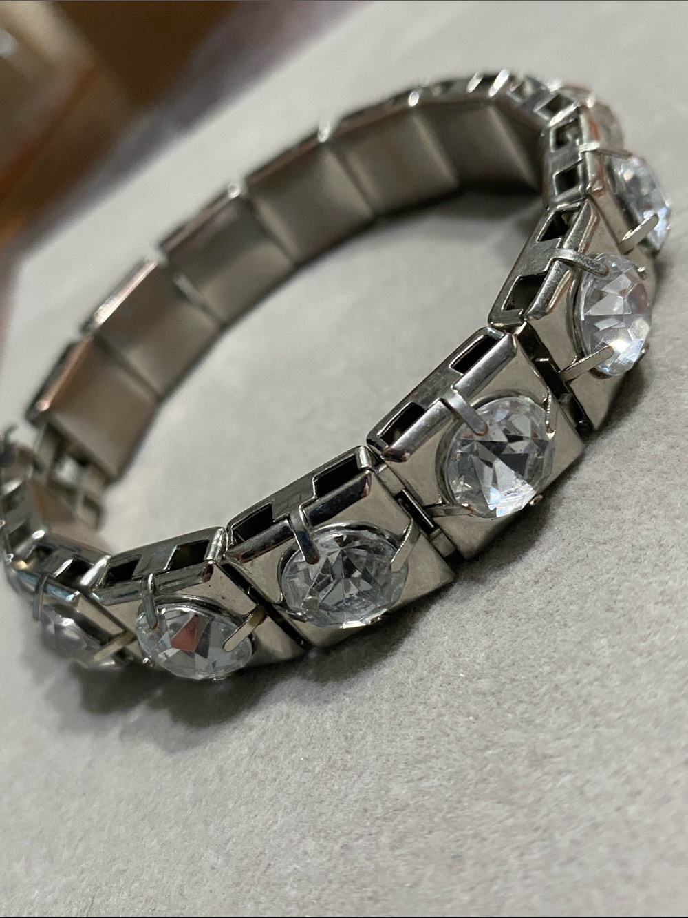 Silver Crystal Station Bracelet